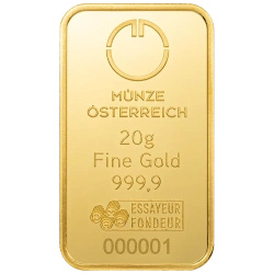Złota sztabka 20g złota Austrian Mint
