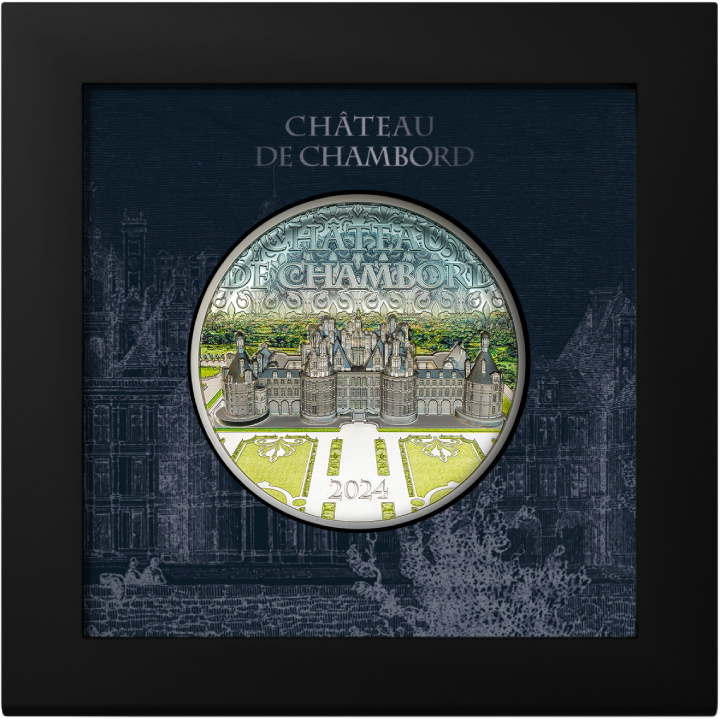 Cook Islands: Château de Chambord coloured 5 oz Silber 2024 Proof Ultra High Relief Coin
