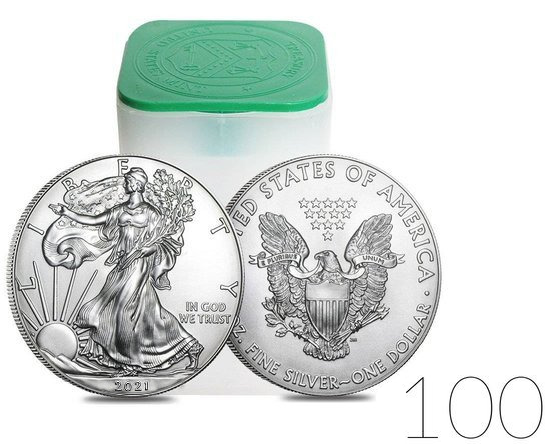 Amerykański Orzeł 1 uncja Srebra 2021 PAKIET 100 SZTUK