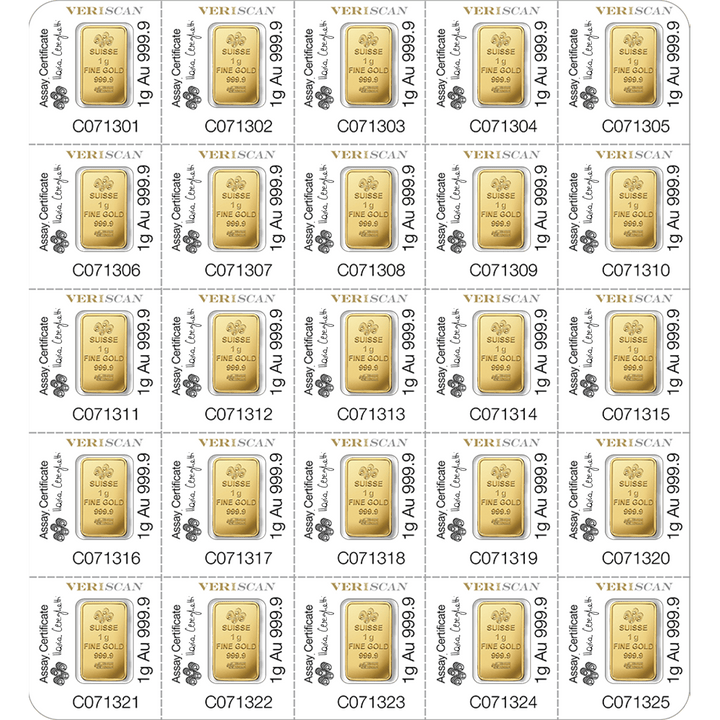 Set aus Goldbarren PAMP Lady Fortuna Multigram 25 x 1 g Gold