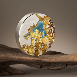 Isole Cook: Topography – Yellowstone colorato 5 once d'argento 2025 Proof