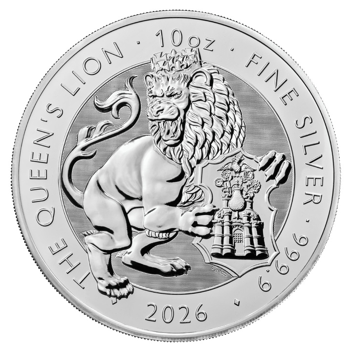The Royal Tudor Beasts: Queen's Lion 10 onzas de Plata 2026