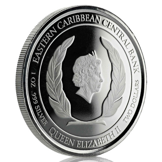 St. Kitts & Nevis: Brown Pelican colored 1 oz Silver 2019 Proof