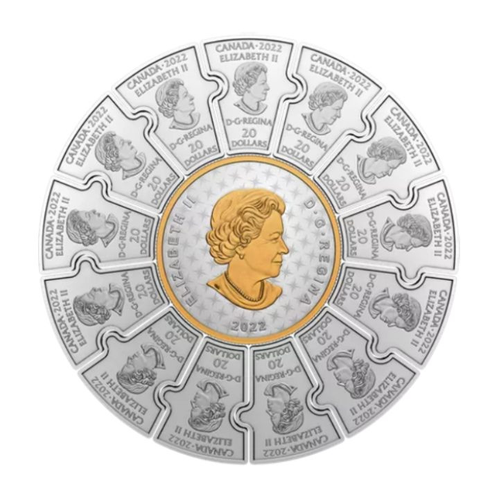 Kanada szett: Kanadai utazások színes 14 ezüst puzzle érme 2022 Proof