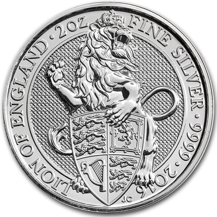 Bestias de la Reina: León de Inglaterra 2 onzas Plata 2016