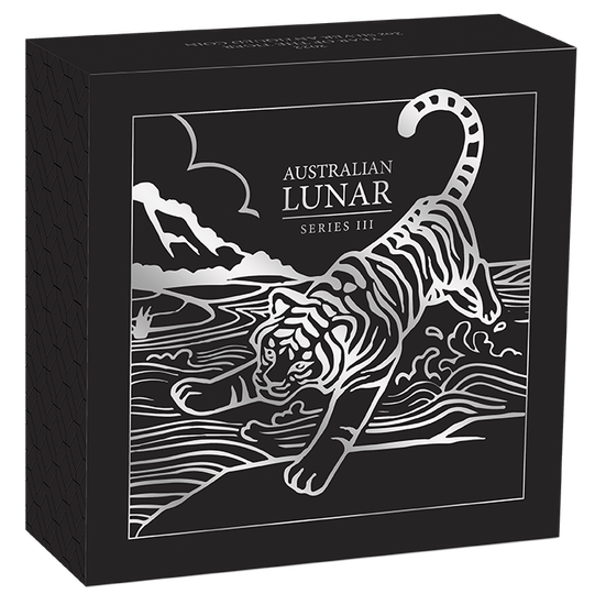 Lunar III: Year of the Tiger 2 oz Silver 2022 Antiqued Coin