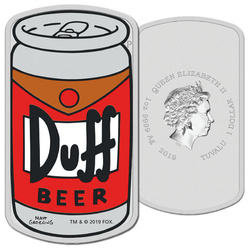 Tuvalu: The Simpson - Duff Beer 1 oncia d'argento 2019 Proof