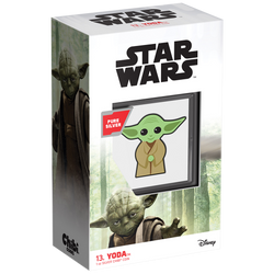Niue: Star Wars – Yoda Chibi Coin, koloriert, 1 Unze Silber, 2022, Polierte Platte