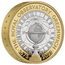 350 anni dell'Osservatorio Reale di Greenwich £2 Argento placcato oro 2025 Proof