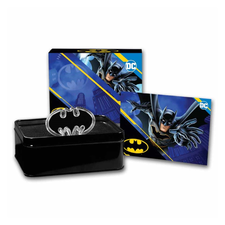 Samoa: Batman Batarang colorato 1 oncia d'argento 2024 Moneta sagomata