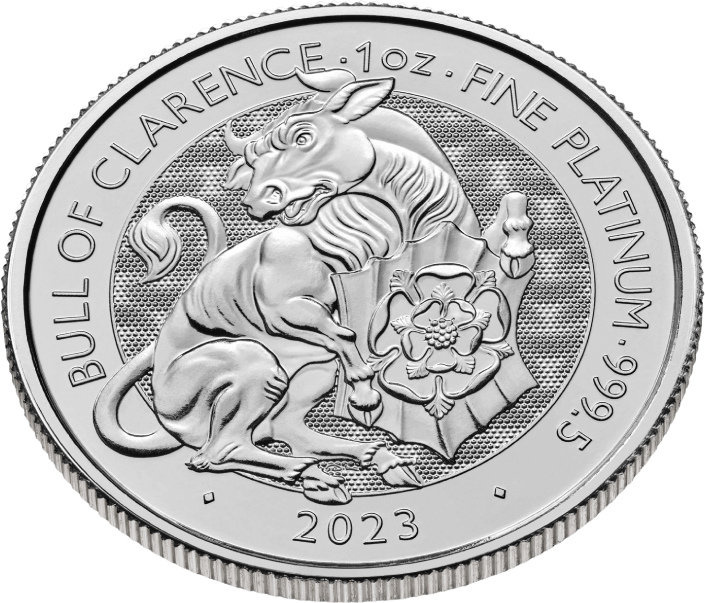 The Royal Tudor Beasts: El Toro de Clarence 1 oz Platino 2023