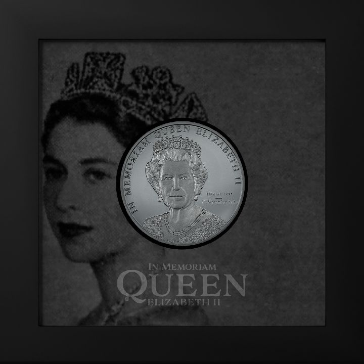 Cook-szigetek: In Memoriam II. Erzsébet királynő 1 uncia ezüst 2022 fekete Proof