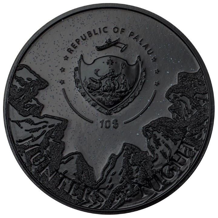 Palau Hunters by Night - Ocelot colorat 2 oz Argint 2024 Obsidian Black