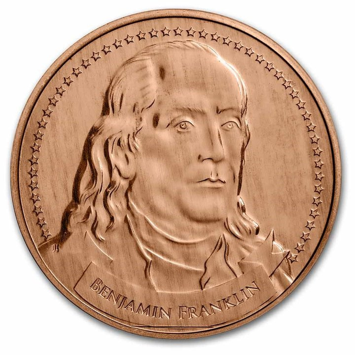 Fundadores de la Libertad: Benjamin Franklin - Free Speech 1 oz Cobre 2022 Slab