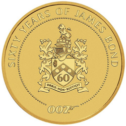 Tuvalu: James Bond 60th Anniversary film - Family Crest 1 oz Oro 2022 (moneda en cartoncillo)