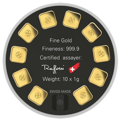 10 x 1 grammo Lingotto d'oro Round MultiCard Argor Heraeus
