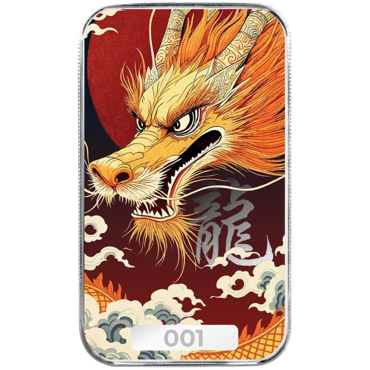 Scottsdale Mint - Dragon "Kuángyǐng" coloured 1 oz Silver 2025 Bar