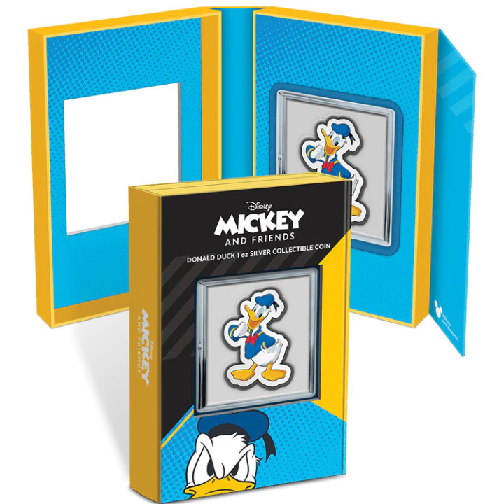 Niue: Disney - Donald Duck coloured 1 oz Silber 2021 Proof Shaped Coin