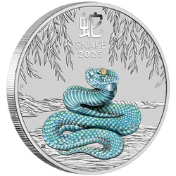 Perth Mint: Lunar III - Rok Węża kolorowany 5 uncji Srebra 2025