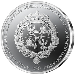Litwa: 230. rocznica Konstytucji 3 Maja kolorowana 20 euro Srebro 2021 Proof + certyfikat