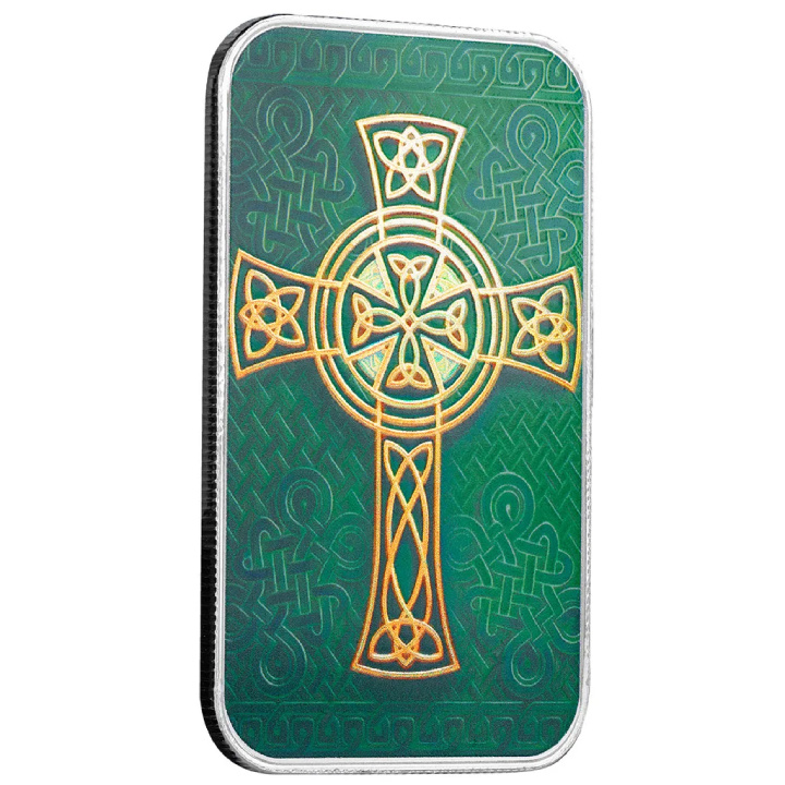 Scottsdale Mint bar -St. Patrick's Day - Celtic Cross de color 1 oz Plata