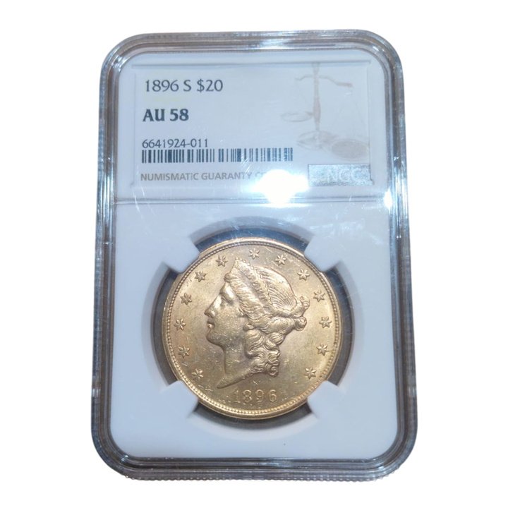 Moneda de oro Liberty Double Eagle 20 USD 1896 AU58
