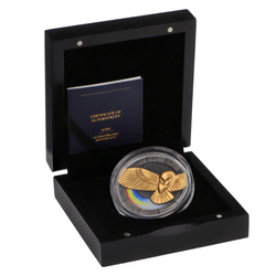 Niue: Missing Treasures - Golden Owl coloured $5 Silber 2023 Gilded High Relief Antiqued Coin