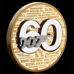 Tuvalu : James Bond 60e anniversaire du film 5 onces d'or 2022 Proof Pavé - Set Diamond