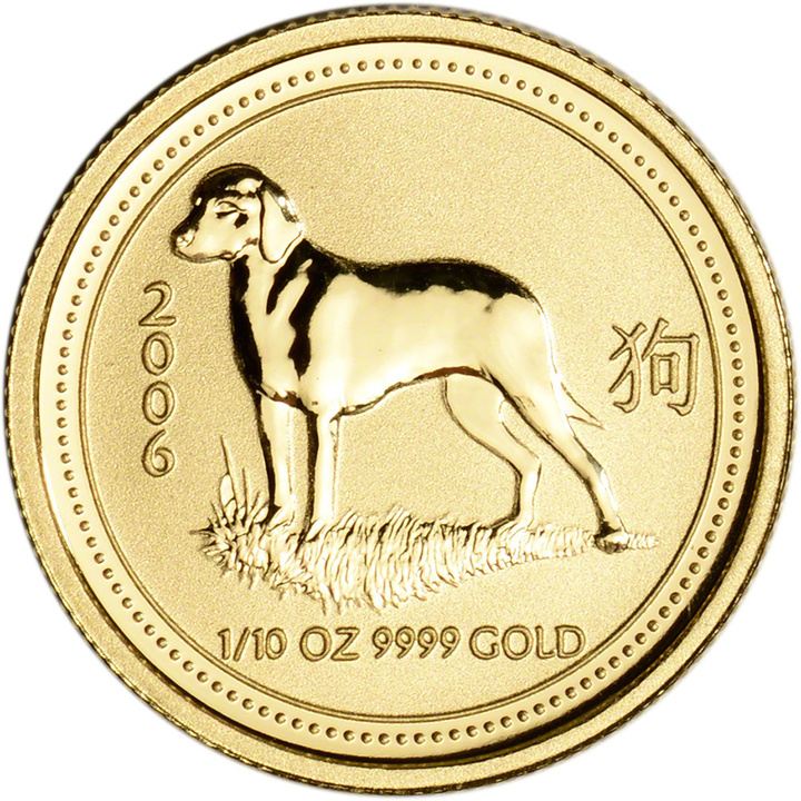 Monnaie en or Lunar I : Année du Chien 1/10 once d'or 2006