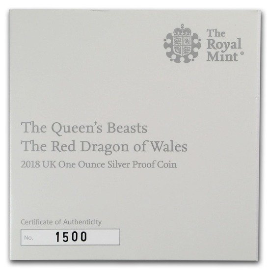 Bestie Królowej: Czerwony Smok Walii 1 uncja Srebra 2018 PROOF