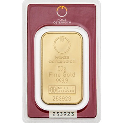50 grams Gold Bar Austrian Mint
