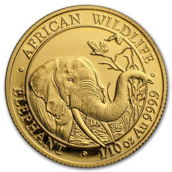 African Wildlife: Somalia Elephant 1/10 oz Gold 2018