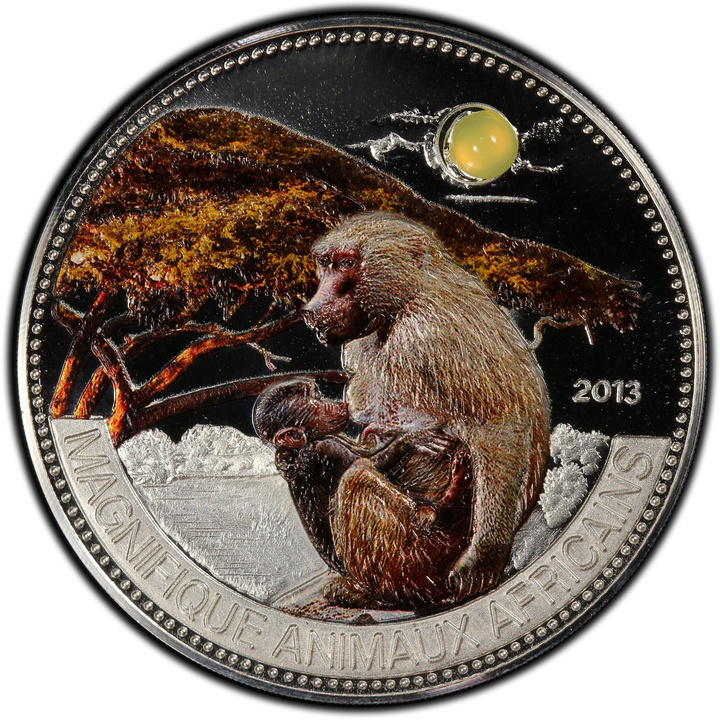 Niger Magnificent African Animals colorată 1 oz Argint 2013 Proof