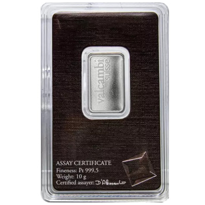 Lingote de platino Valcambi de 10 gramos