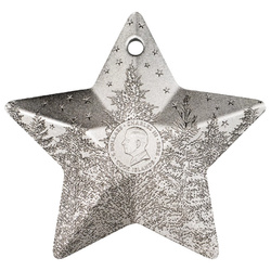 Cookinseln: Weihnachtsornament – Sternenhimmel 1 oz Silber 2024 Seiden-Finish