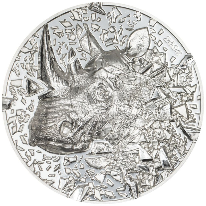 Cook-szigetek: Silver Burst – Rhino 3 uncia ezüst 2025 Proof