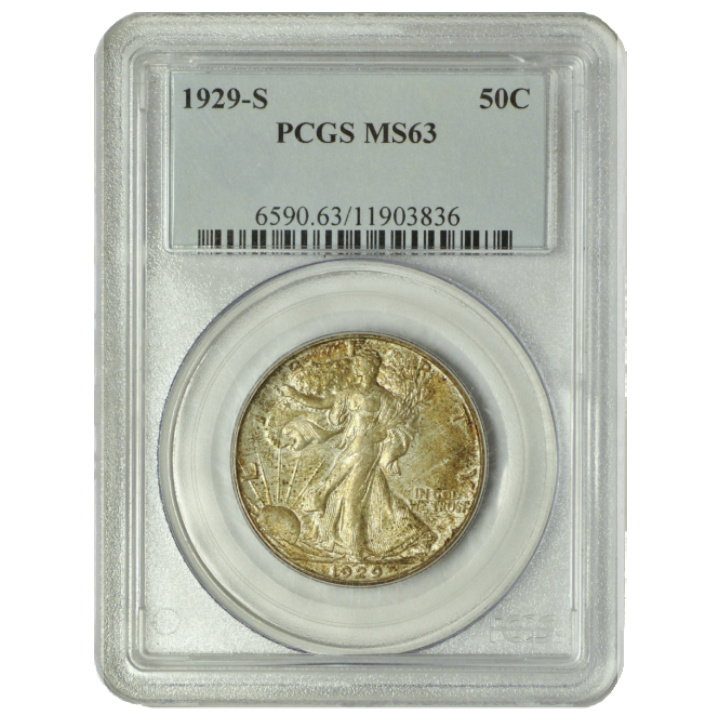 États-Unis : Walking Liberty, Half Dollar Argent 1929-S PCGS MS63