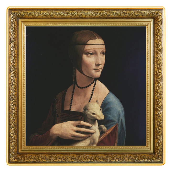 Niue: Leonardo da Vinci - Lady with an ermine colored, gold plated 1 oz Silver 2023 Proof