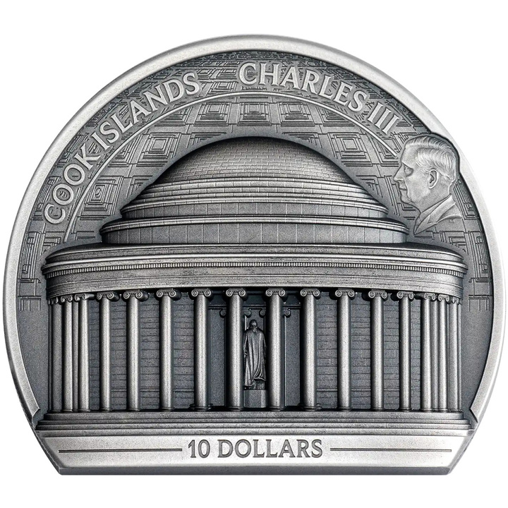 Cook Islands Historical Monuments - Jefferson Memorial 2 oz Argint 2026 Antiqued Ultra High Relief
