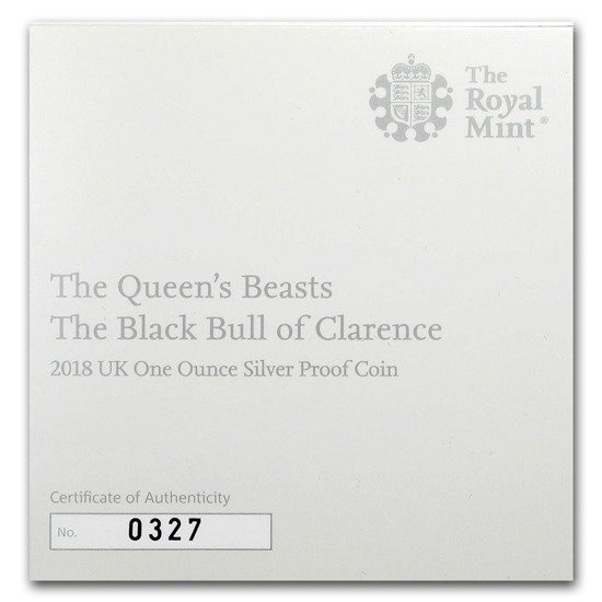 Bestias de la Reina: Toro Negro de Clarence 1 oz Plata 2018 PROOF