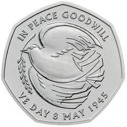 The 80th Anniversary of VE Day 50p Měď-nikl 2025