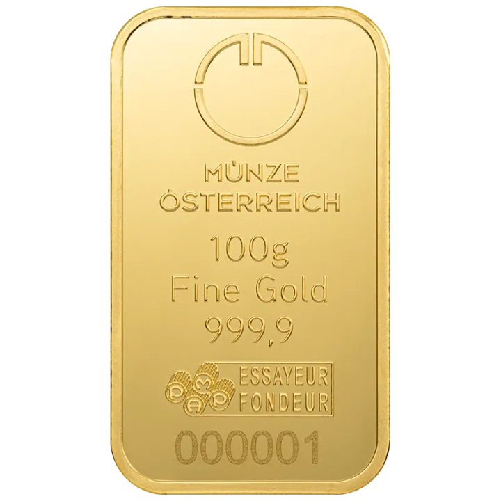 Lingot d’or 100g d’or Austrian Mint