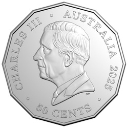 Karácsonyi dísz – Ünnepi virágos színes 50 centes Réz-nikkel 2025