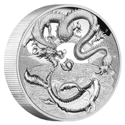 Chinese Myths and Legends: Dragon & Koi 2 uncje Srebra 2023 Proof High Relief  