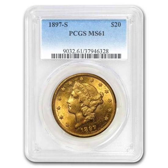 1897-S $20 Liberty Gold Double Eagle MS-61 PCGS