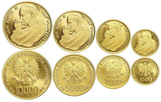 4 érme szett „II. János Pál 10 éves pápasága” Proof