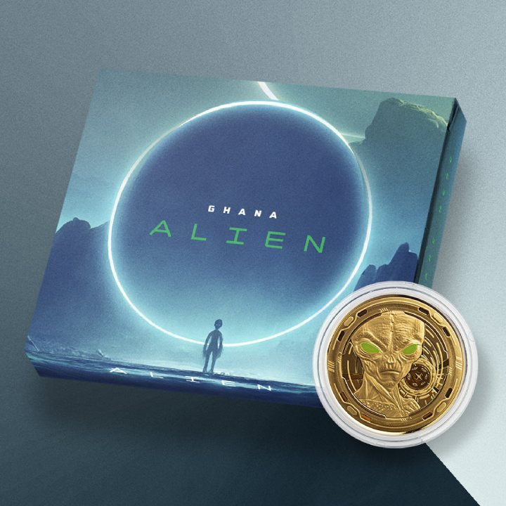 Ghana: Alien coloured 1 oz Gold 2022 Proof