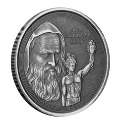 Gibraltar: Perseus s hlavou Medúzy 1 unce stříbra 2021 Antique Coin