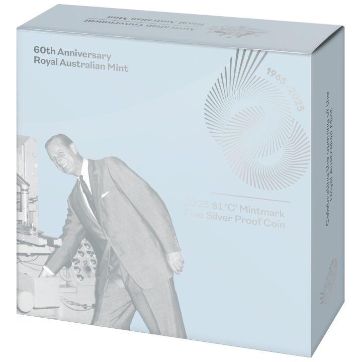 60 Aniversario de la Royal Australian $1 Plata 2025 Proof "C" Mintmark
