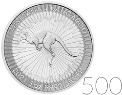 Australijski Kangur 1 uncja Srebra PAKIET 500 SZTUK 2021